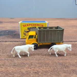 Matchbox Cattle Truck No 37 Lesney Yellow Dodge Grey Bed Excellent With Box